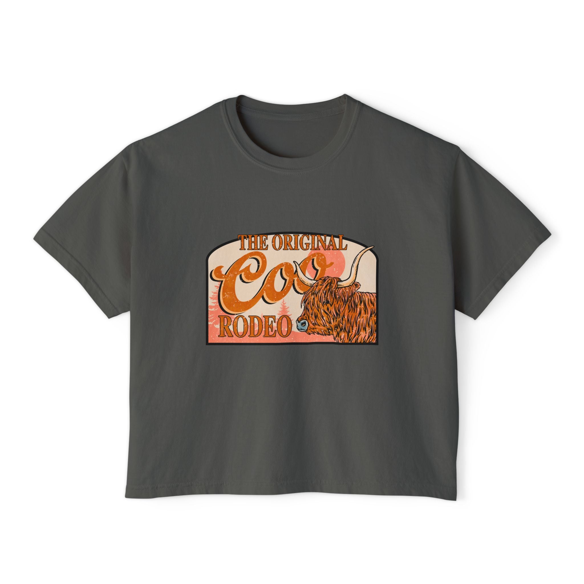 The Original Coo Rodeo | Women’s Cropped Highland Cow T-Shirt