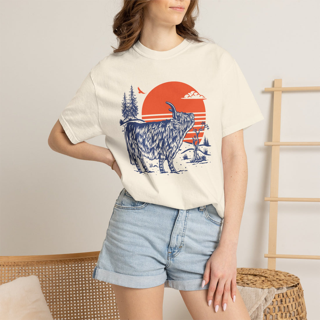 Highland Sunset | Highland Cow Comfort Colors T-Shirt