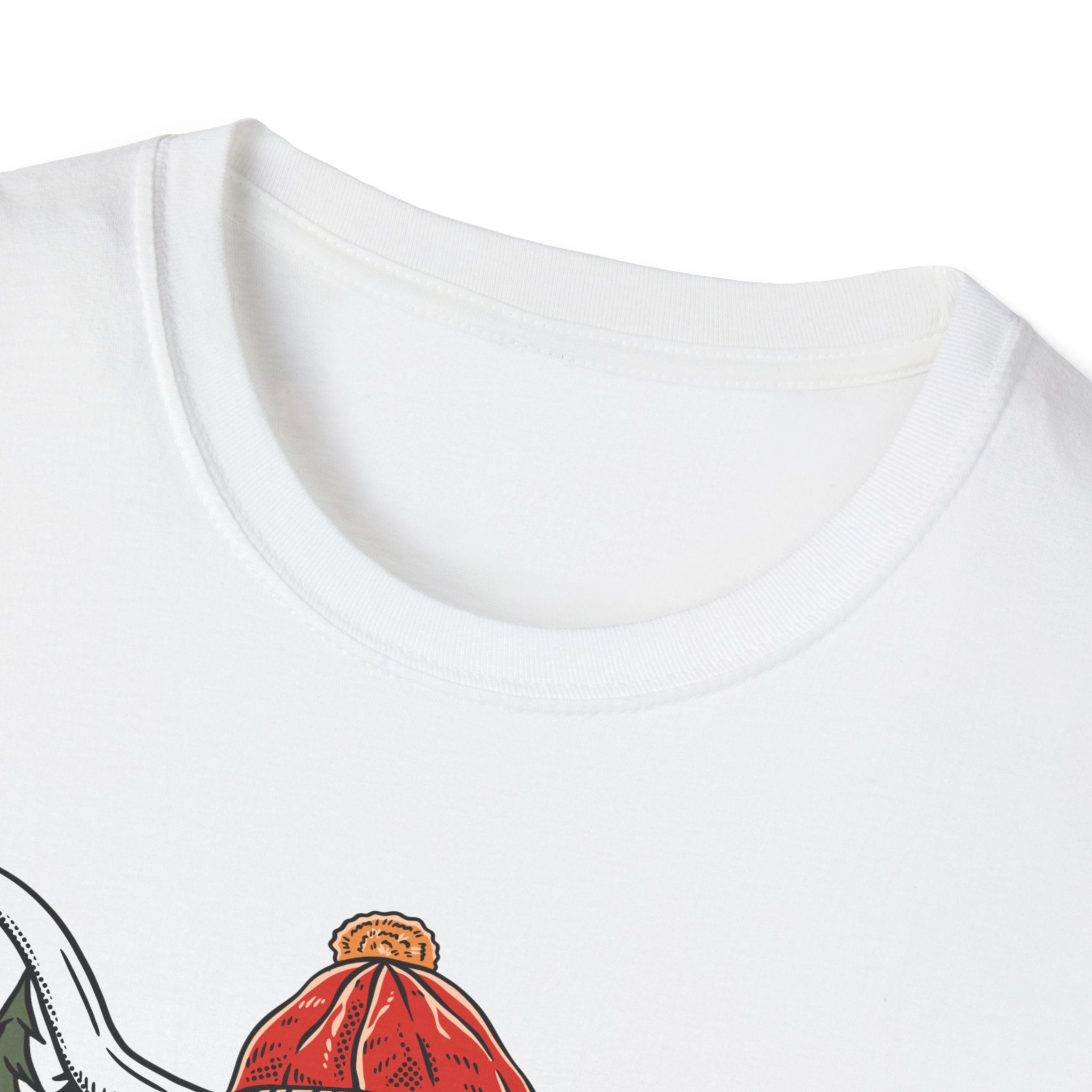 Highland cow wearing a red knit beanie and scarf with pumpkins, pine trees and a fence, Udderly Crazy for Fall lettering, color option