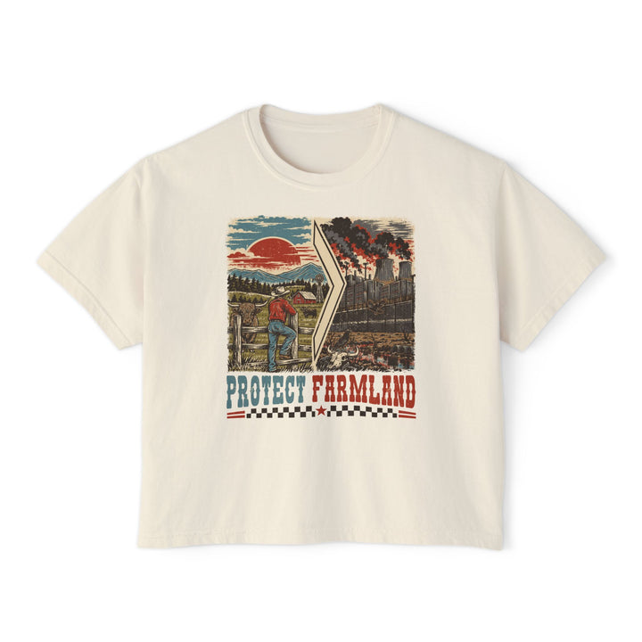 Protect Farmland Highland cow women's boxy T-shirt