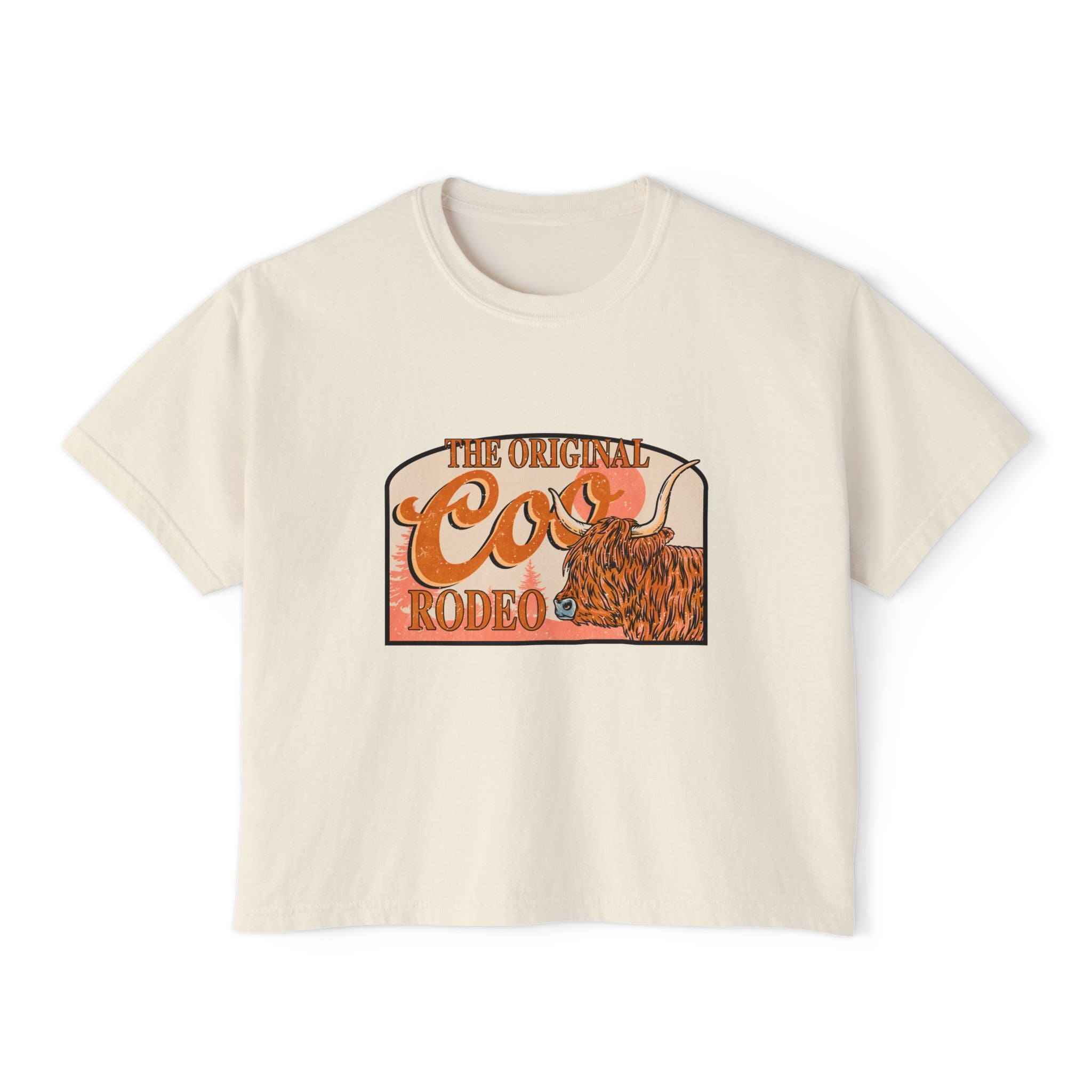 The Original Coo Rodeo | Women’s Cropped Highland Cow T-Shirt