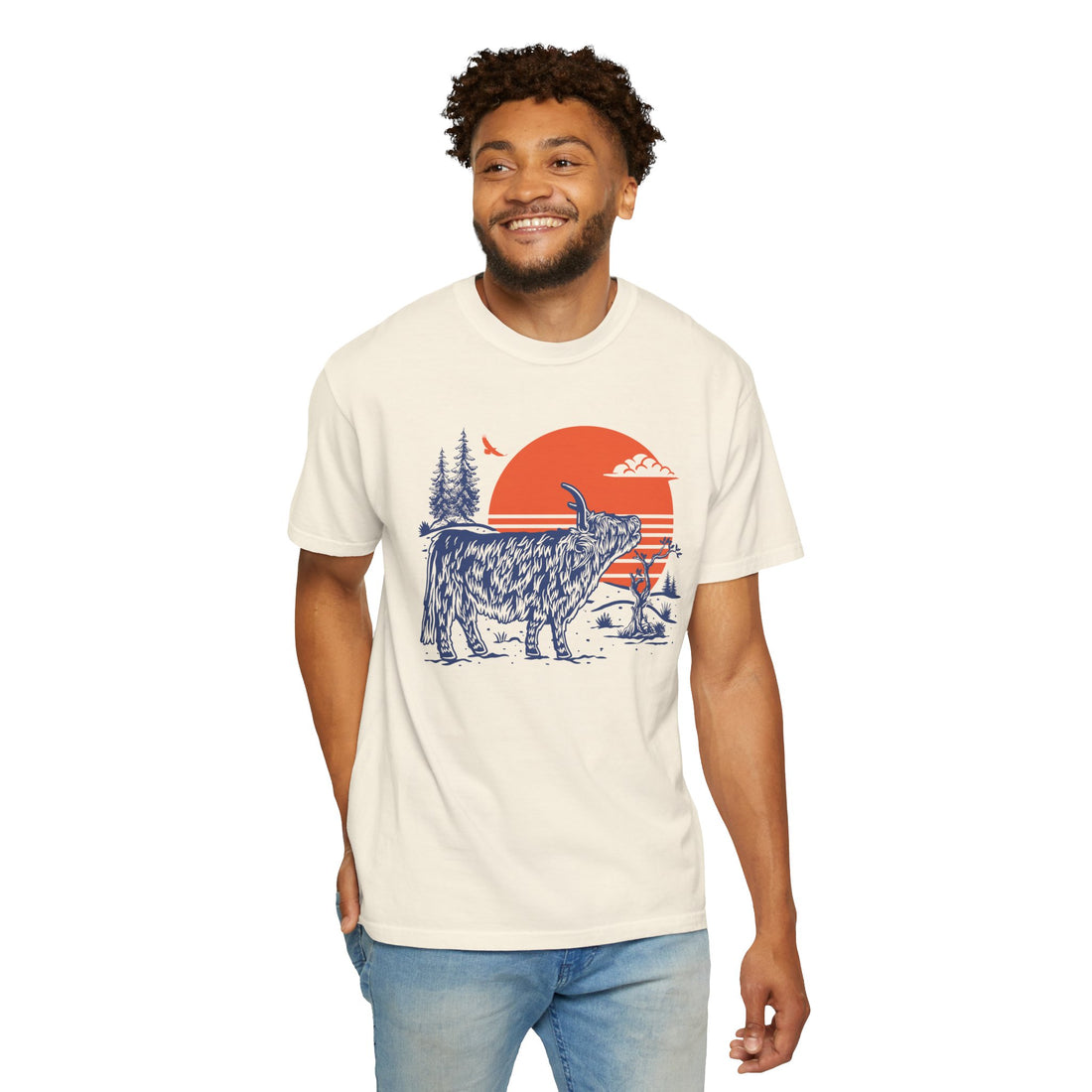 Highland Sunset | Highland Cow Comfort Colors T-Shirt
