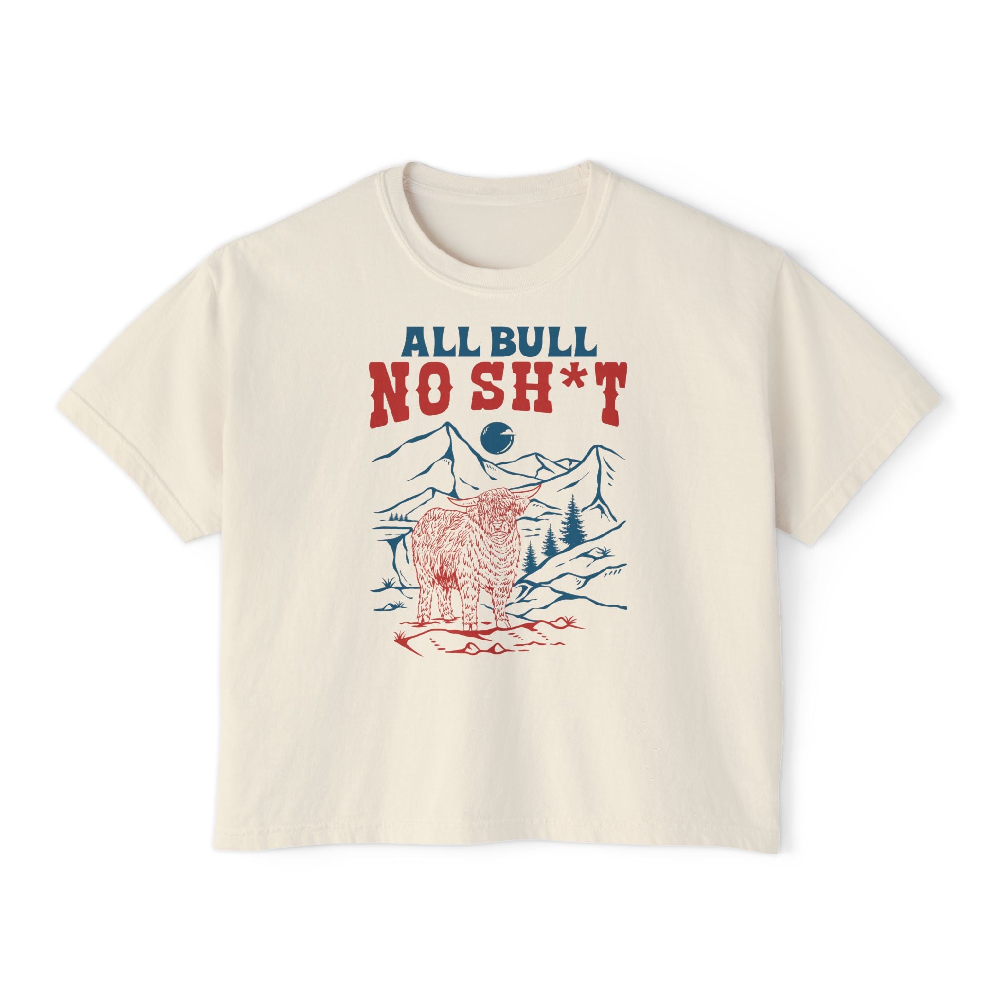 All Bull, No Sh*t | Women’s Boxy Highland Cow T-Shirt