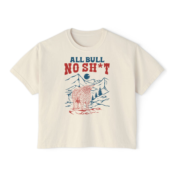 All Bull, No Sh*t | Women’s Boxy Highland Cow T-Shirt