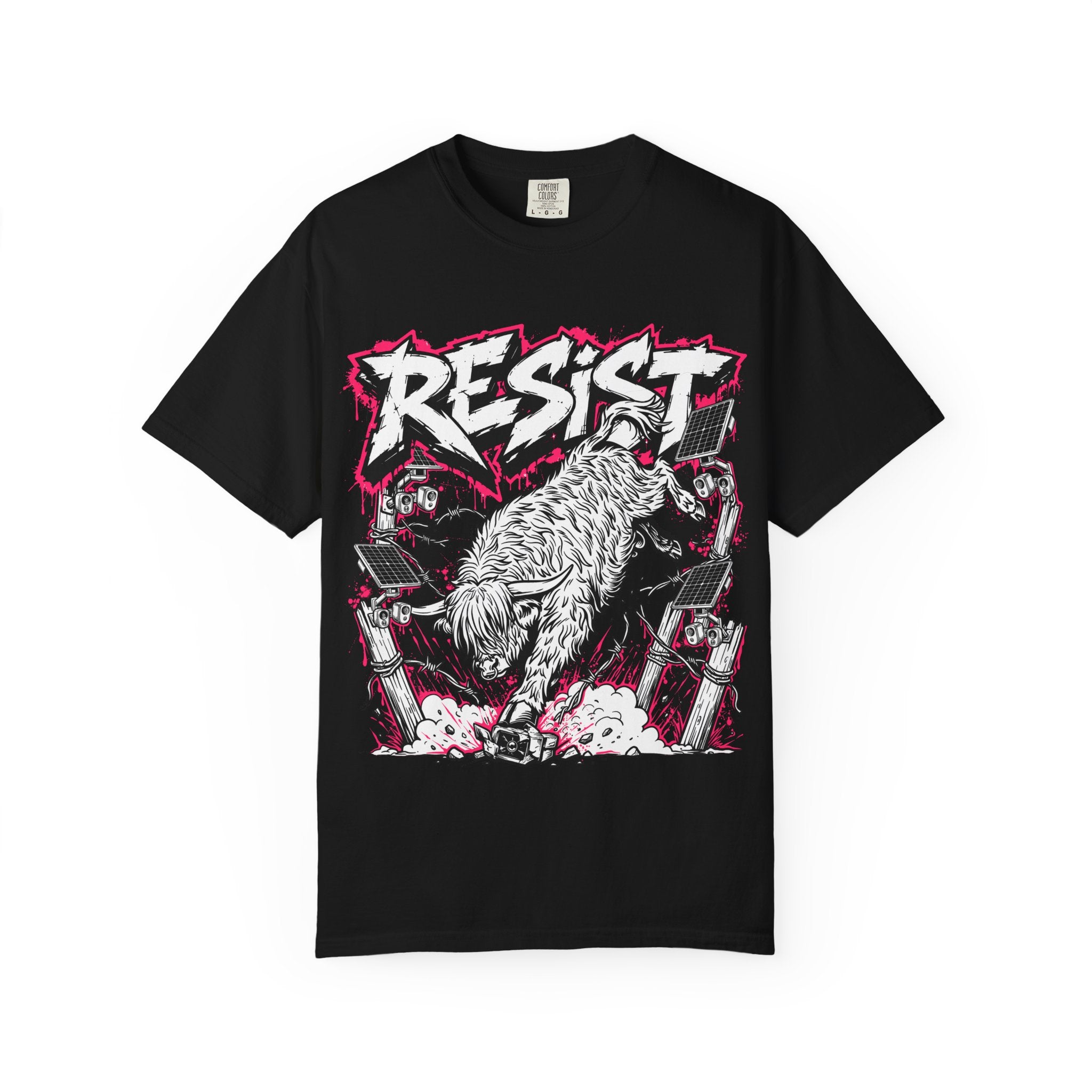 Resist punk Highland cow Comfort Colors T-shirt, detail