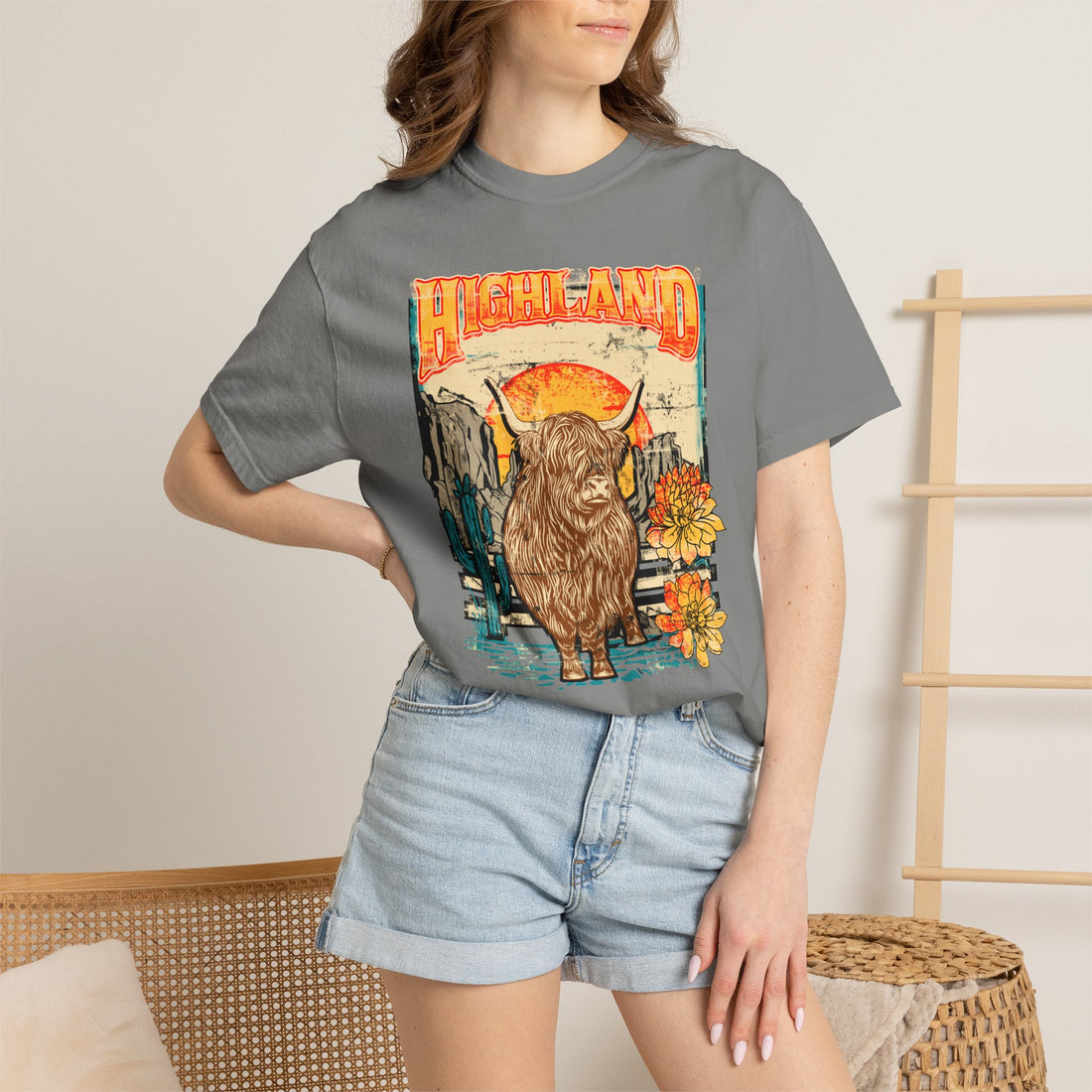 Highland Out West | Western Highland Cow Comfort Colors T-Shirt