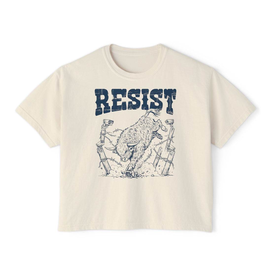 Resist the Surveillance State | Women’s Boxy Western Highland Cow T-Shirt