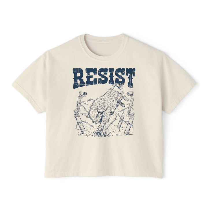 Resist the Surveillance State | Women’s Boxy Western Highland Cow T-Shirt