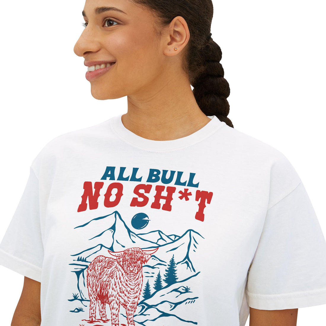 All Bull, No Sh*t | Women’s Boxy Highland Cow T-Shirt
