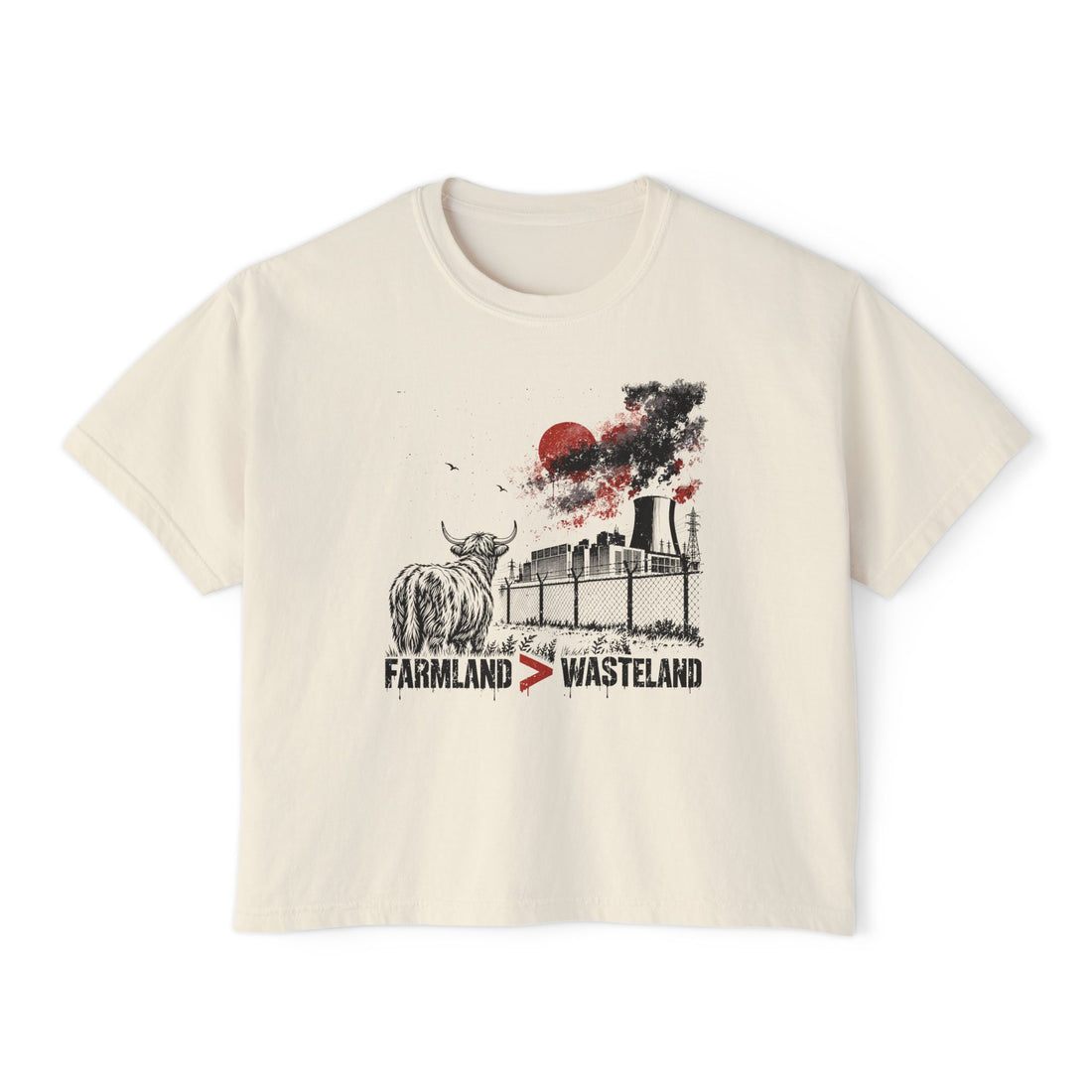 Farmland > Wasteland | Women’s Boxy Graffiti Highland Cow T-Shirt