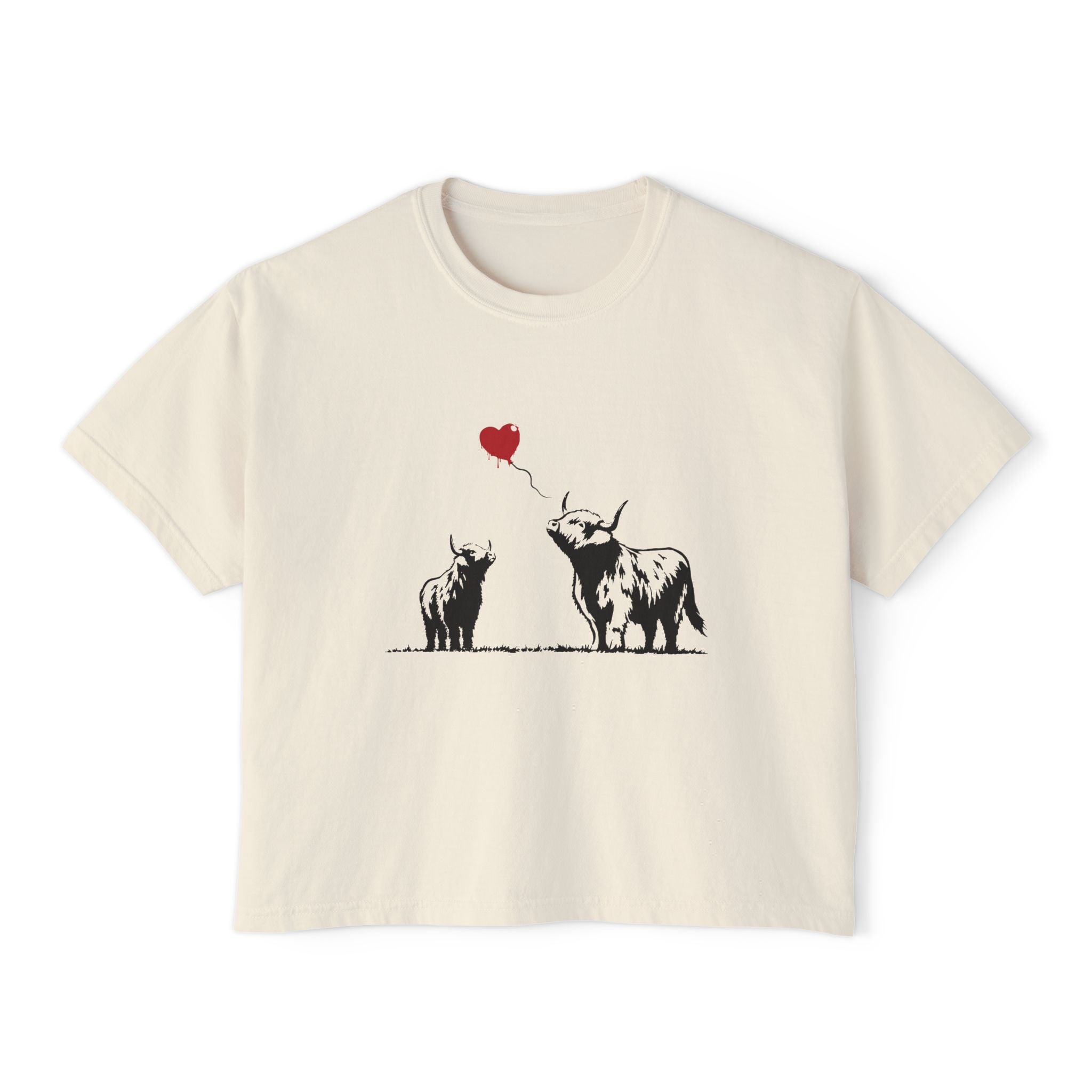 Highland Heart | Women’s Boxy Graffiti Highland Cow T-Shirt