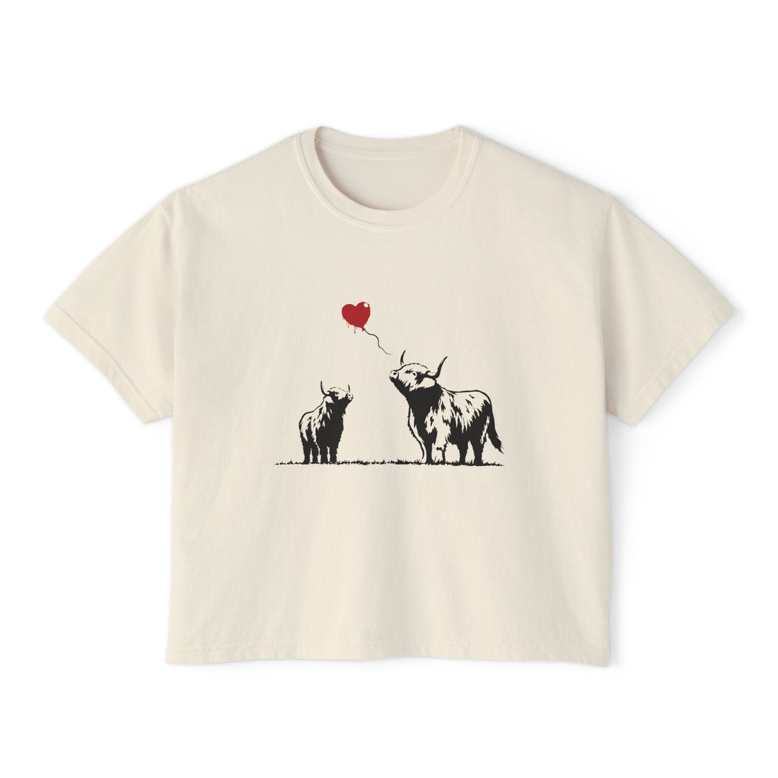 Highland Heart | Women’s Boxy Graffiti Highland Cow T-Shirt