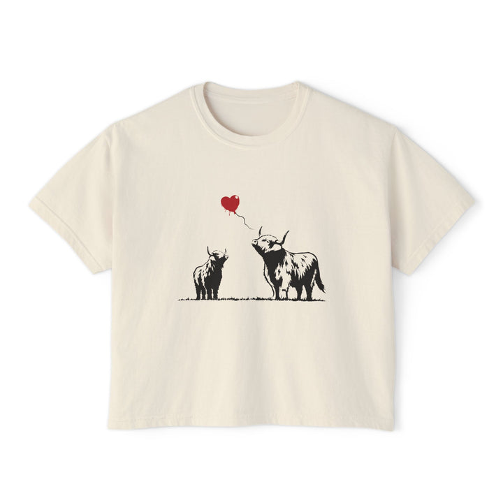 Highland Heart | Women’s Boxy Graffiti Highland Cow T-Shirt