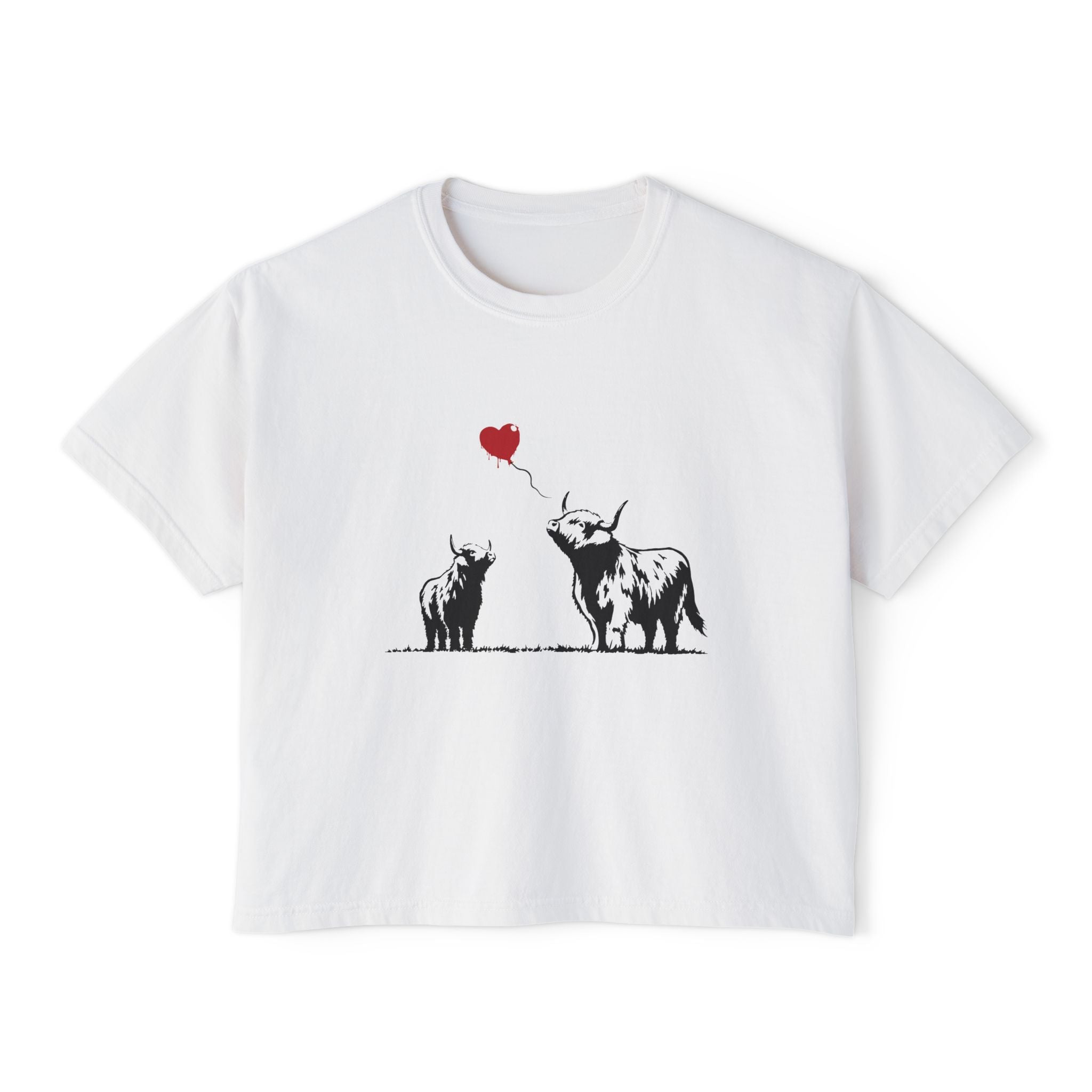 Highland Heart | Women’s Boxy Graffiti Highland Cow T-Shirt