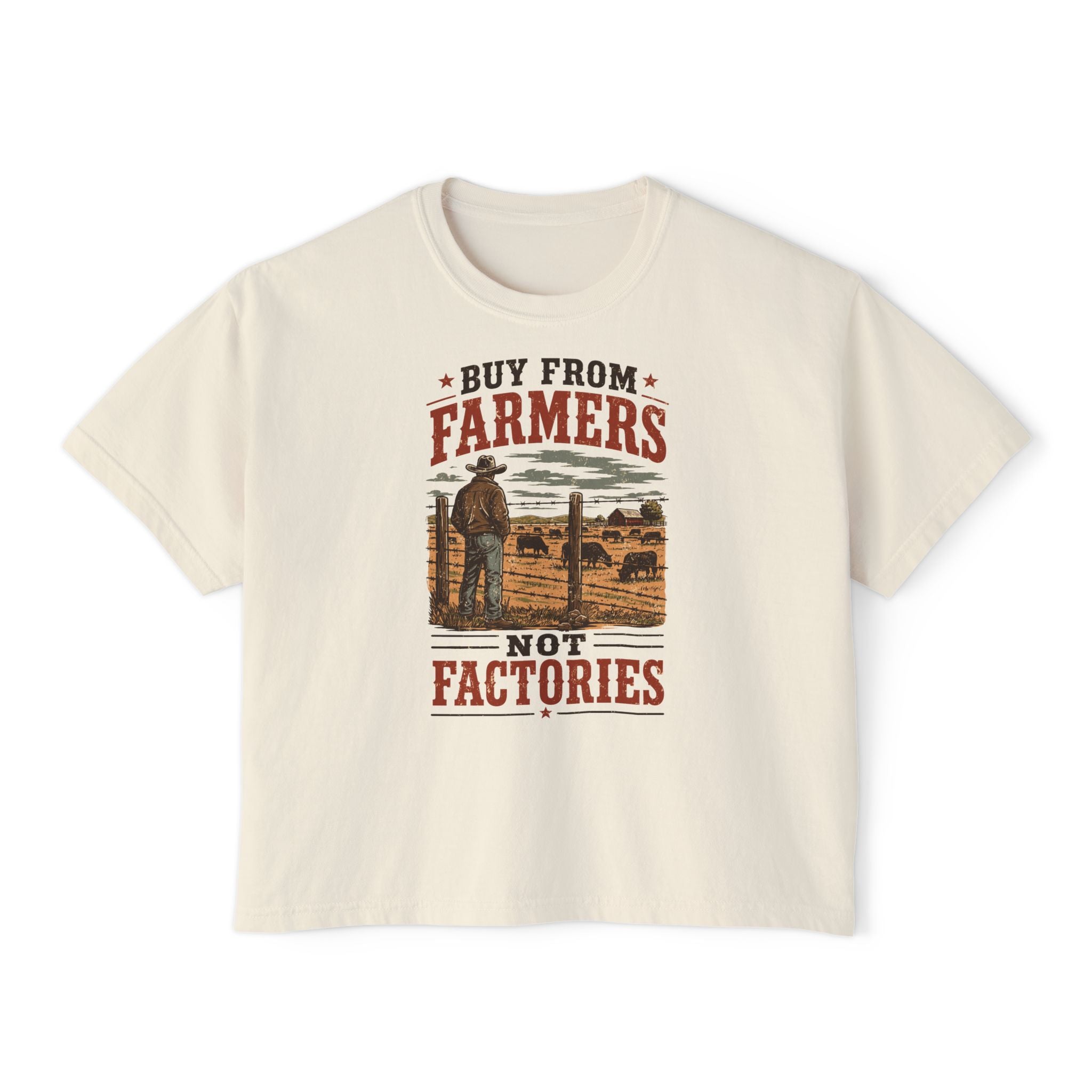 Buy From Farmers, Not Factories | Women’s Boxy Farm T-Shirt