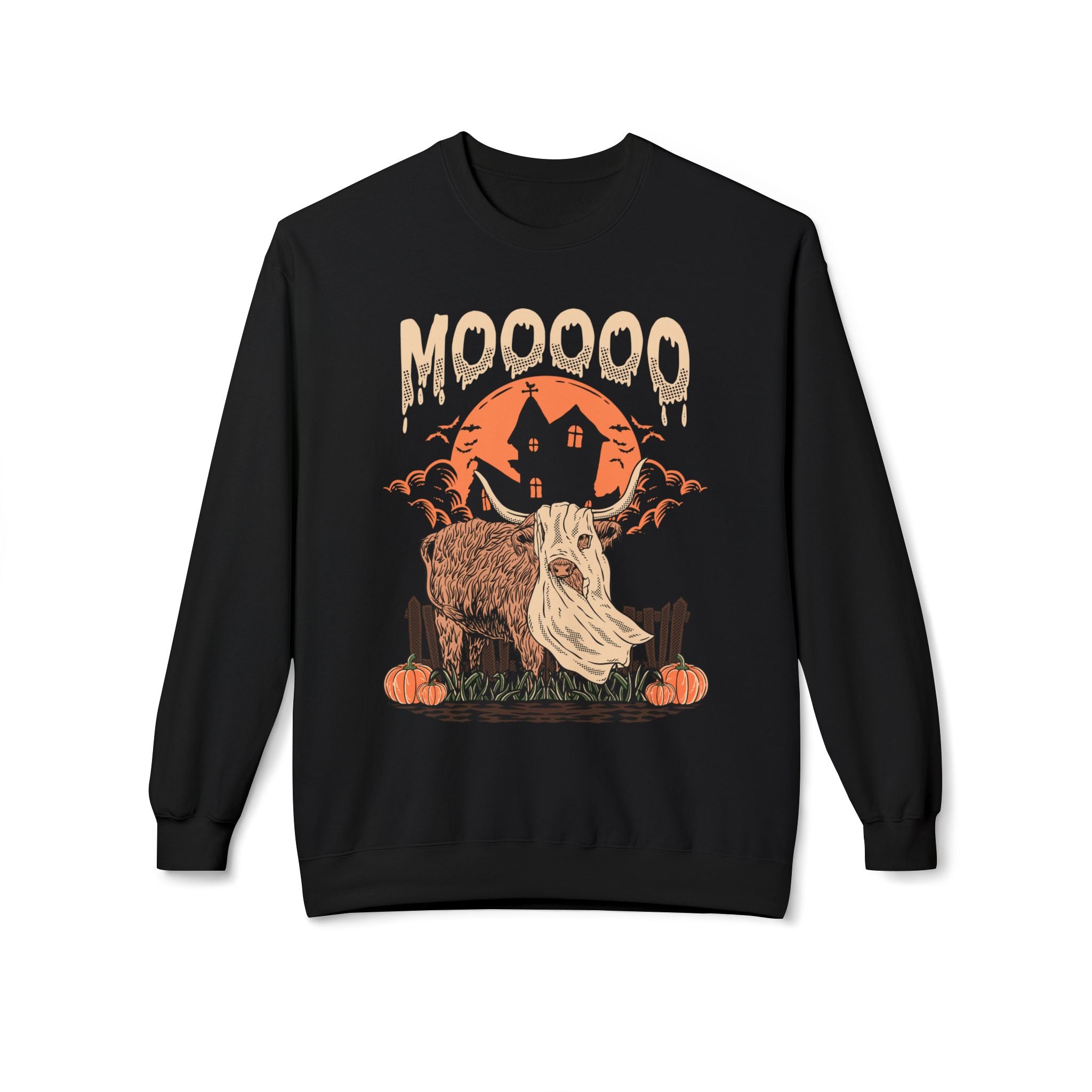 Mooooo! | Halloween Highland Cow Crewneck Sweatshirt