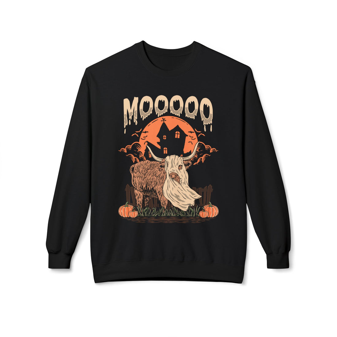 Mooooo! | Halloween Highland Cow Crewneck Sweatshirt