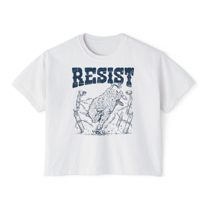 Resist the Surveillance State | Women’s Boxy Western Highland Cow T-Shirt