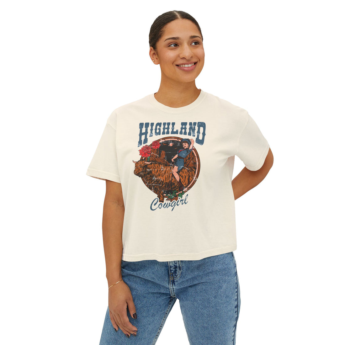 Highland Cowgirl | Women’s Boxy Highland Cow T-Shirt