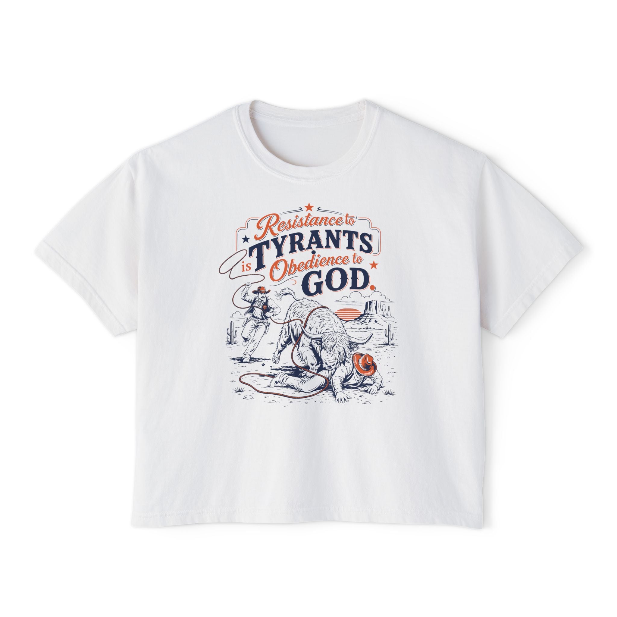 Resistance to Tyrants | Women’s Boxy Highland Cow T-Shirt