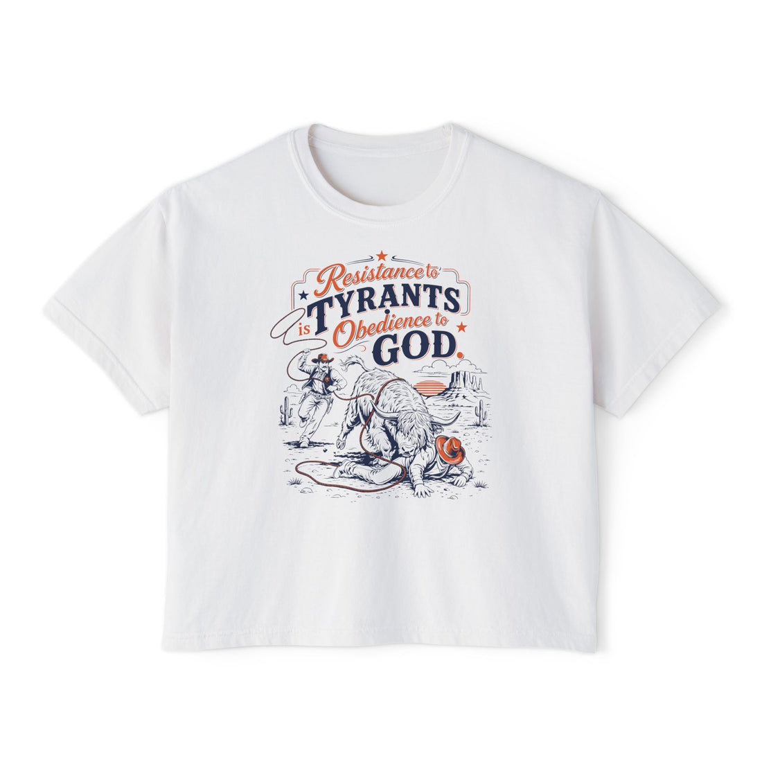 Resistance to Tyrants | Women’s Boxy Highland Cow T-Shirt