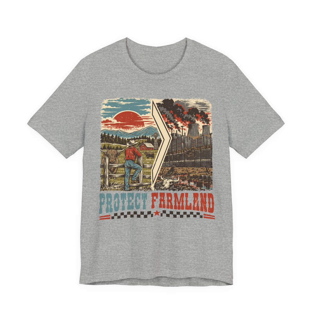 Protect Farmland Highland cow Bella+Canvas T-shirt, alternate view