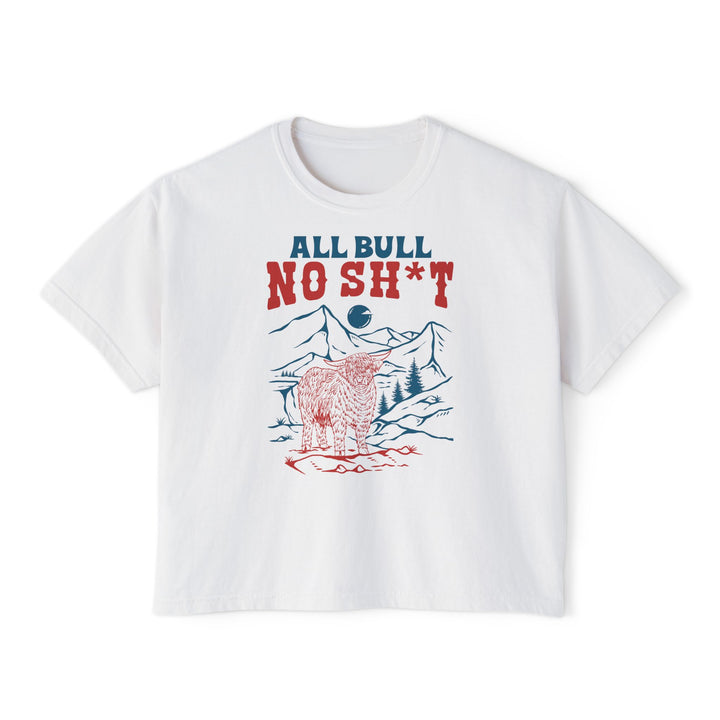 All Bull, No Sh*t | Women’s Boxy Highland Cow T-Shirt