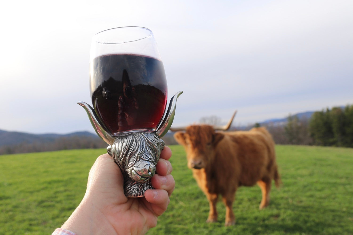 Handmade Pewter Highland Cow Wine Glass Pair image 7