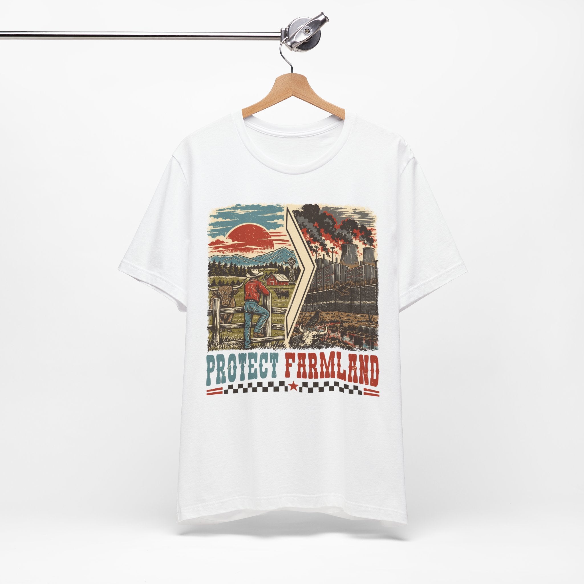 Protect Farmland Highland cow Bella+Canvas T-shirt, alternate view