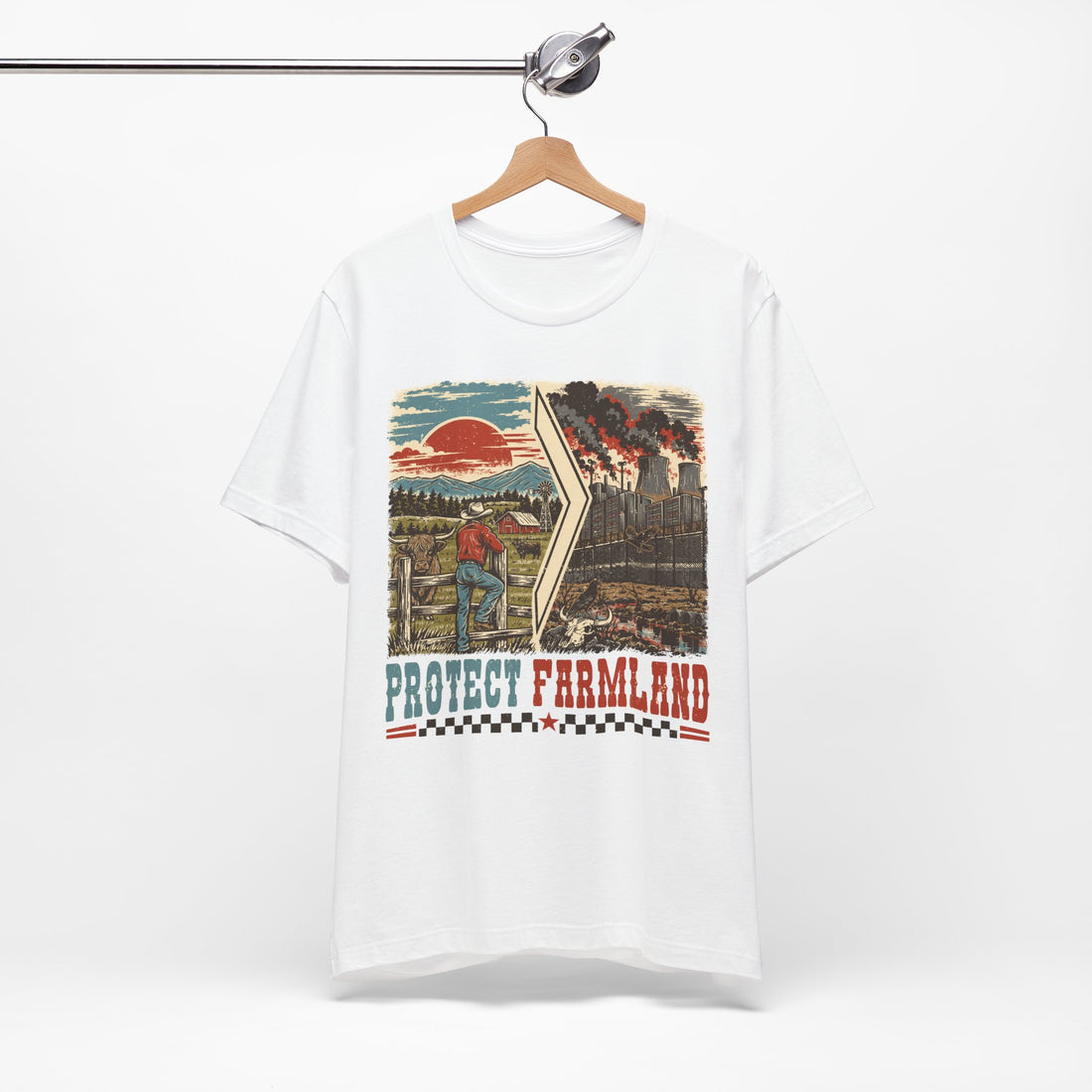 Protect Farmland Highland cow Bella+Canvas T-shirt, alternate view