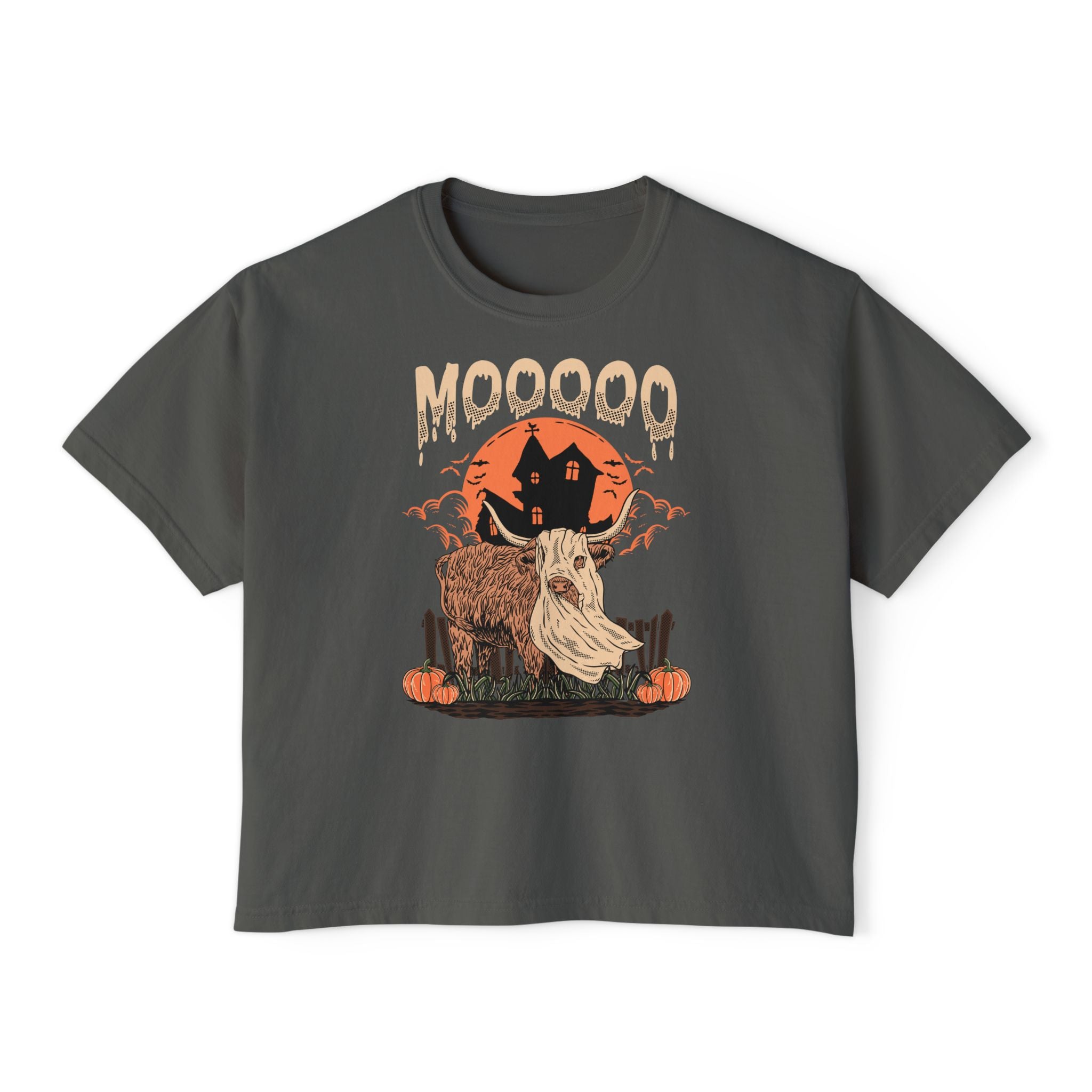 Mooooo! | Women’s Boxy Halloween Highland Cow T-Shirt