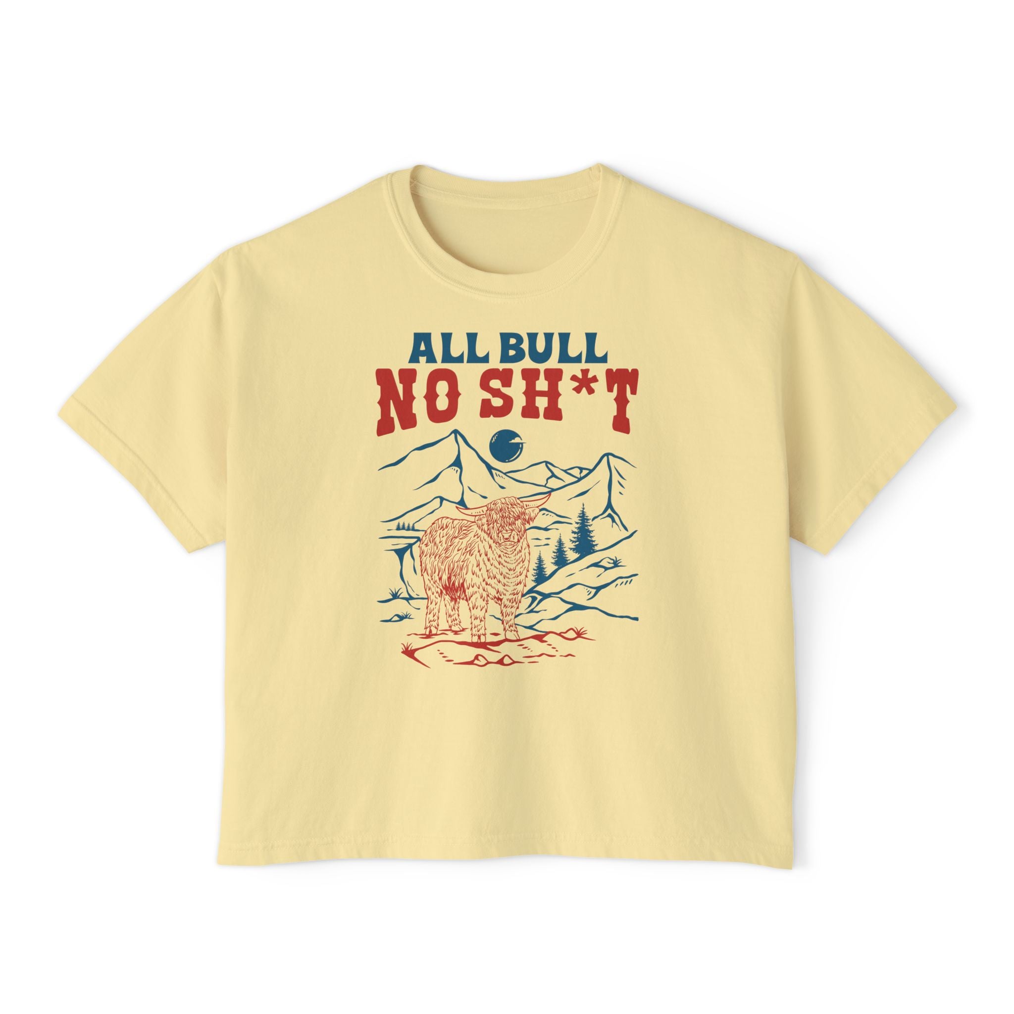 All Bull, No Sh*t | Women’s Boxy Highland Cow T-Shirt