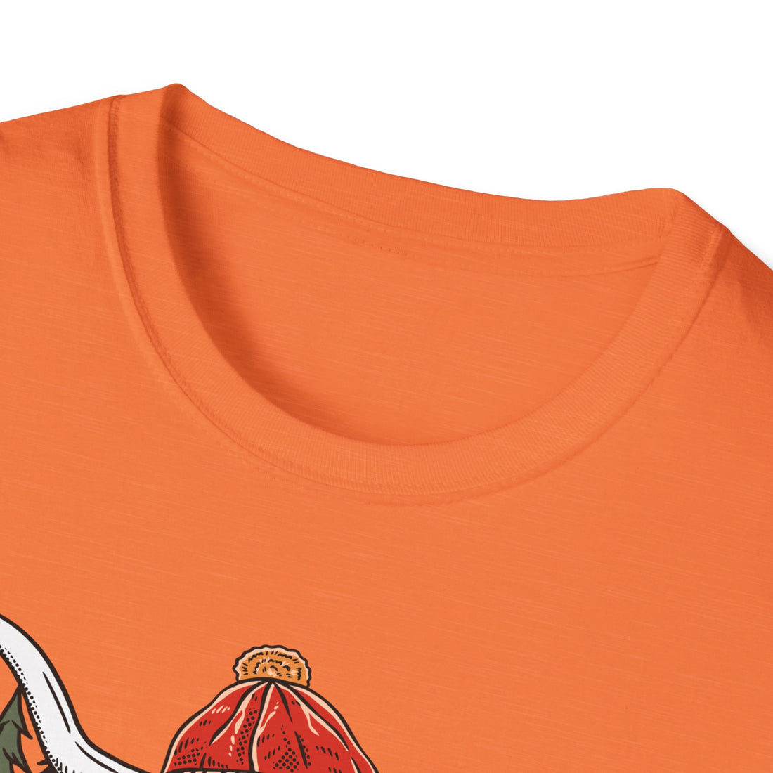Highland cow wearing a red knit beanie and scarf with pumpkins, pine trees and a fence, Udderly Crazy for Fall lettering, color option