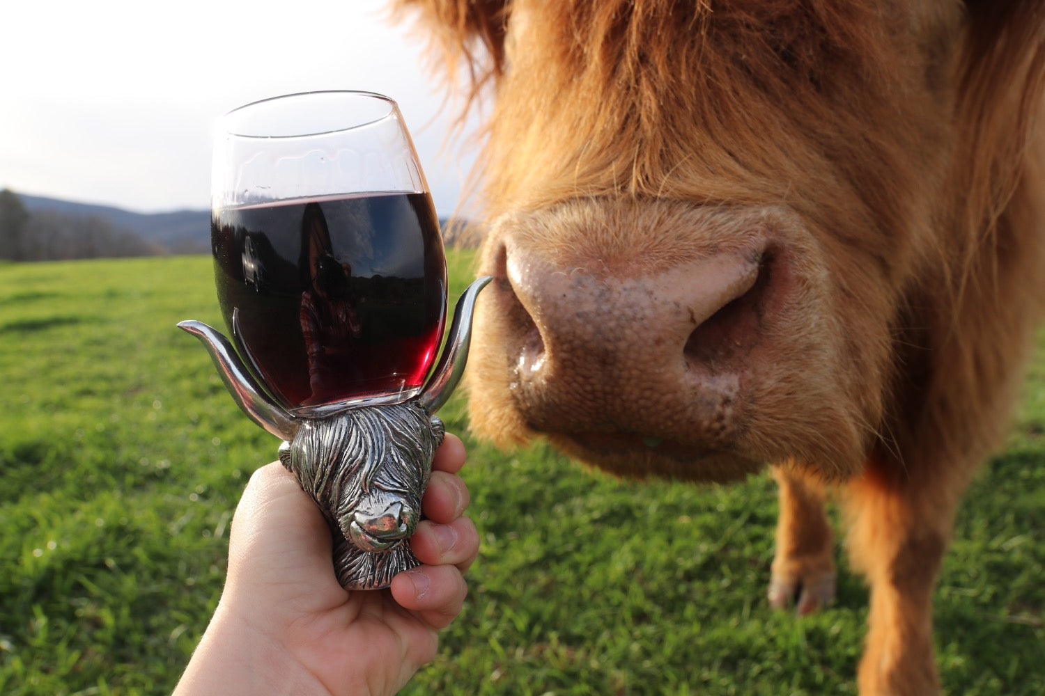 Handmade Pewter Highland Cow Wine Glass Pair image 4