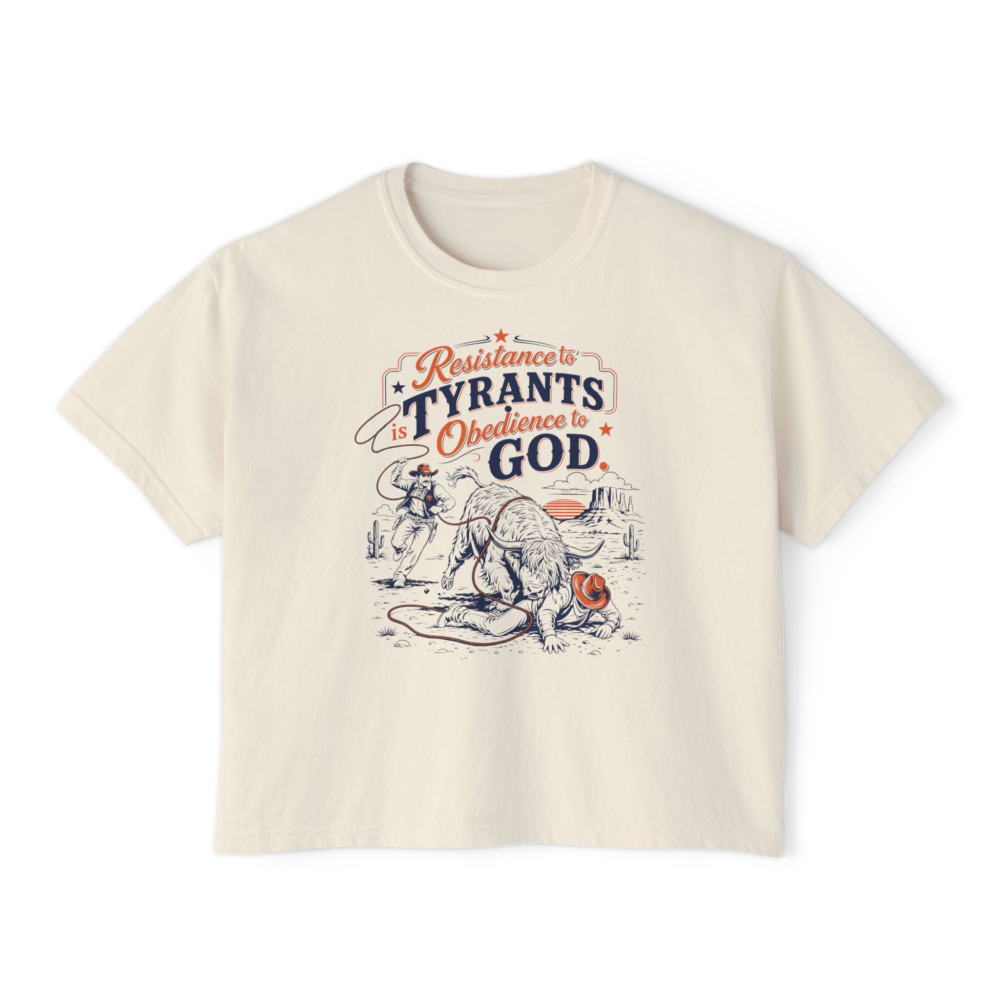 Resistance to Tyrants | Women’s Boxy Highland Cow T-Shirt