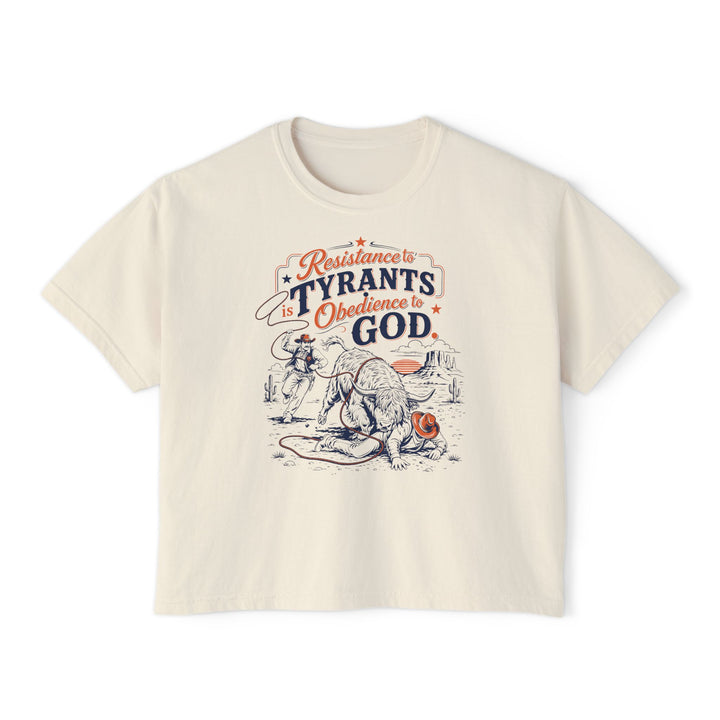 Resistance to Tyrants | Women’s Boxy Highland Cow T-Shirt