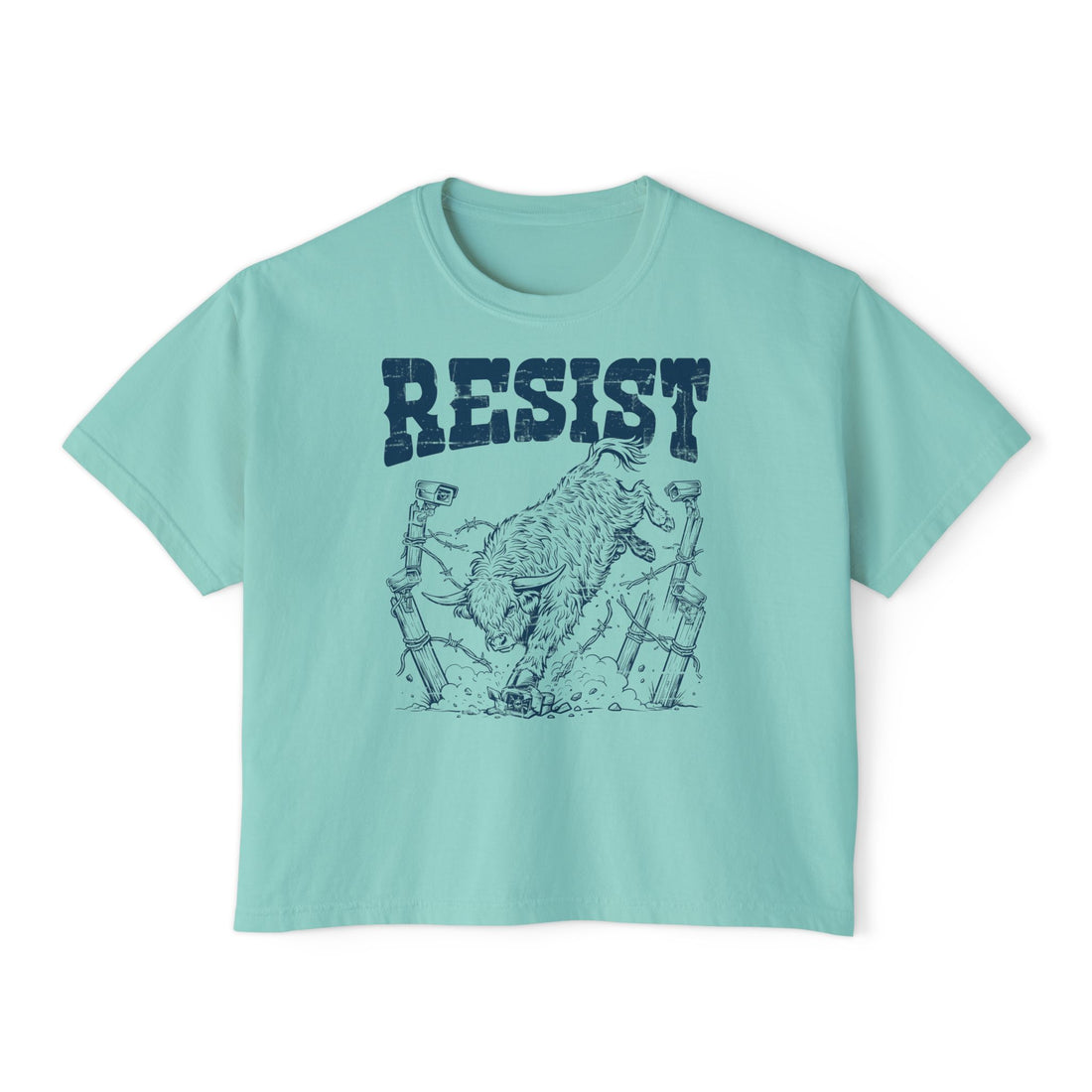 Resist the Surveillance State | Women’s Boxy Western Highland Cow T-Shirt