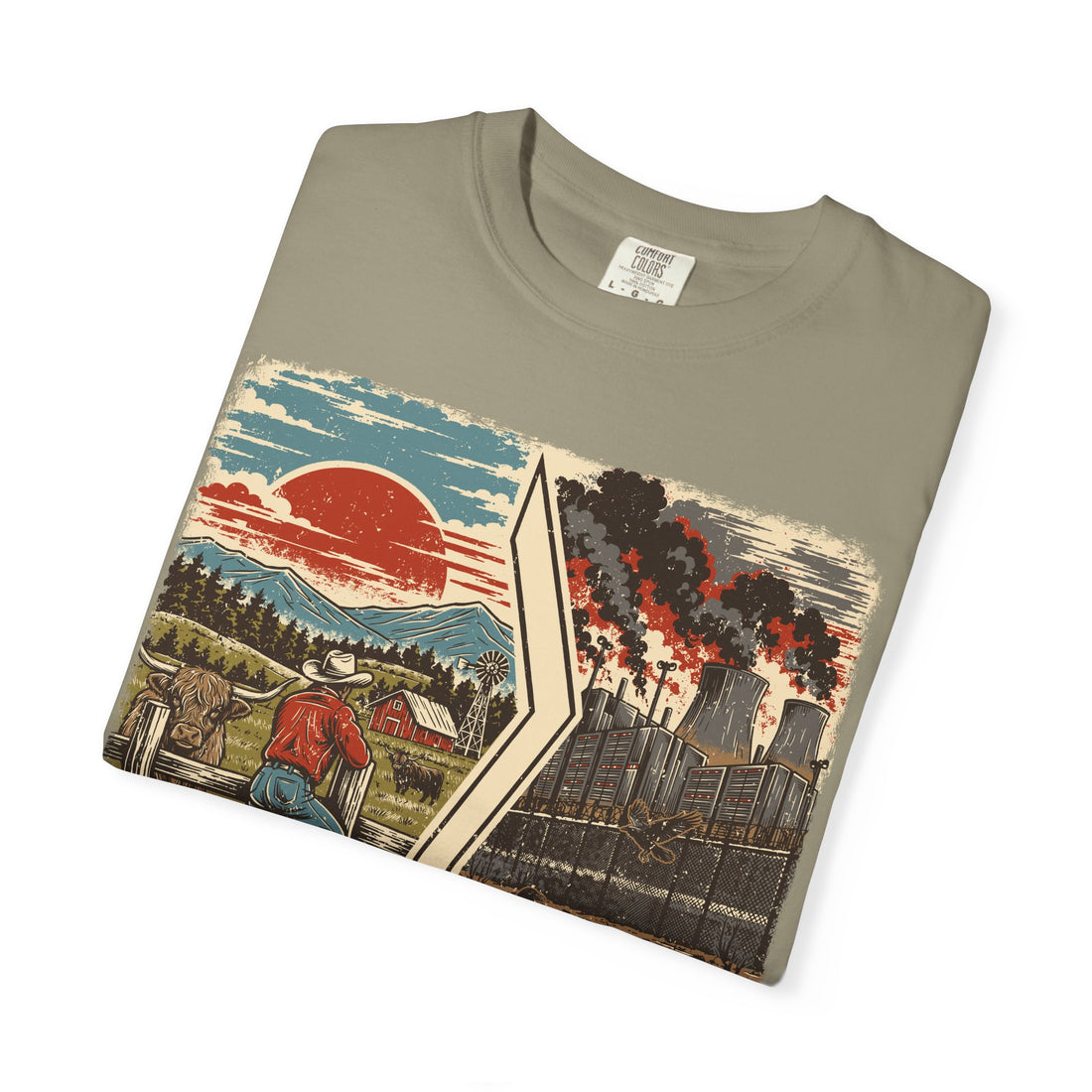 Protect Farmland Highland cow Comfort Colors T-shirt, detail