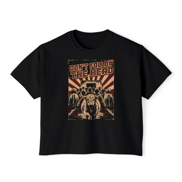 Don’t Follow the Herd | Women’s Boxy Highland Cow T-Shirt