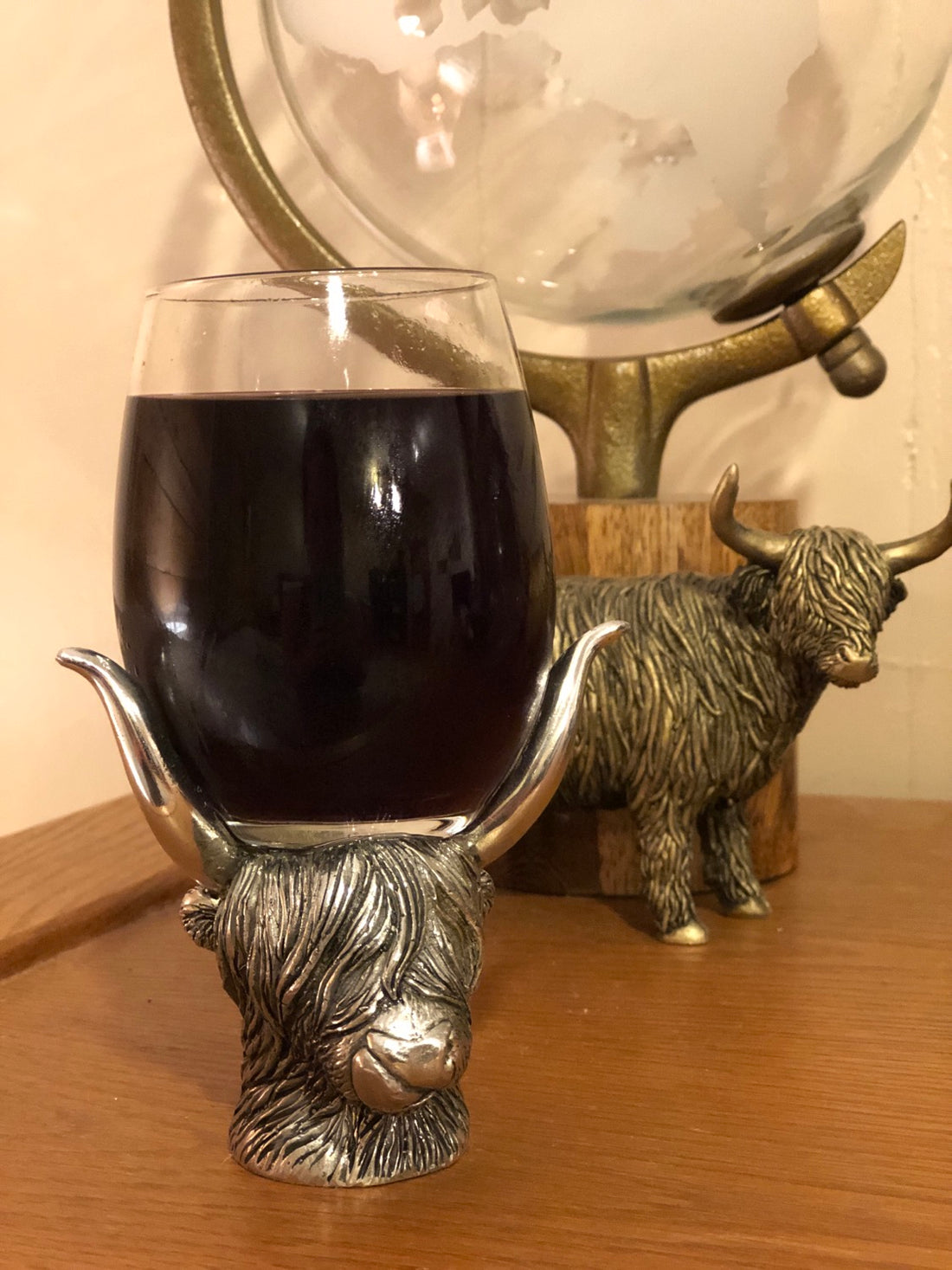 Handmade Pewter Highland Cow Wine Glass Pair image 5
