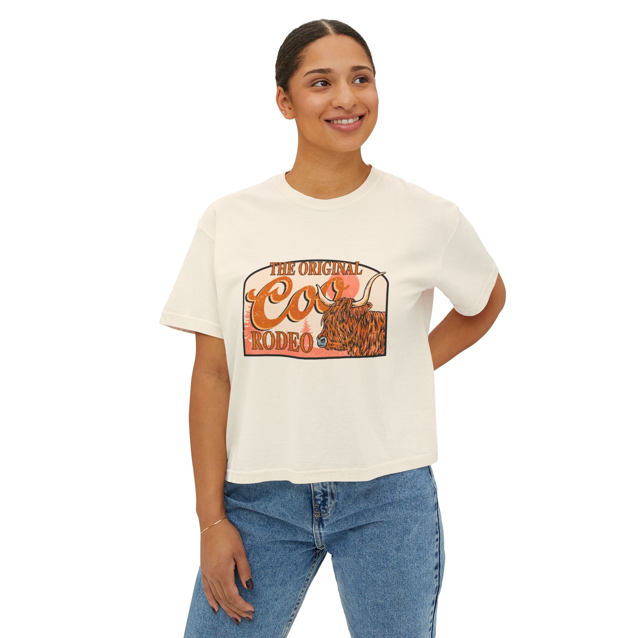 The Original Coo Rodeo | Women’s Cropped Highland Cow T-Shirt