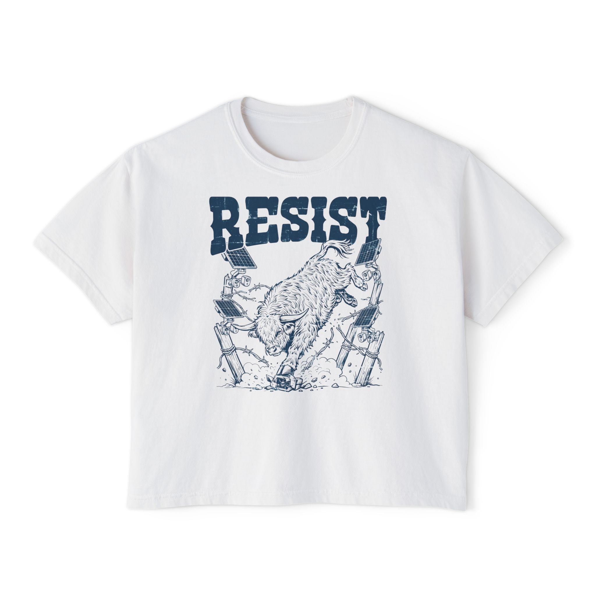 Resist bucking Highland cow women's boxy T-shirt, alternate view