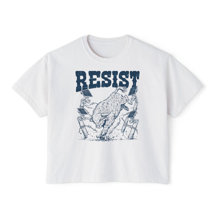 Resist bucking Highland cow women's boxy T-shirt, alternate view