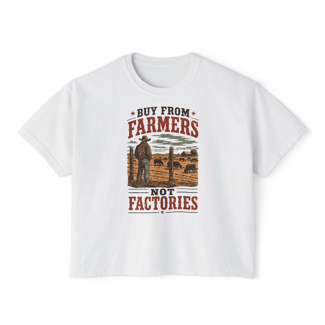Buy From Farmers, Not Factories | Women’s Boxy Farm T-Shirt