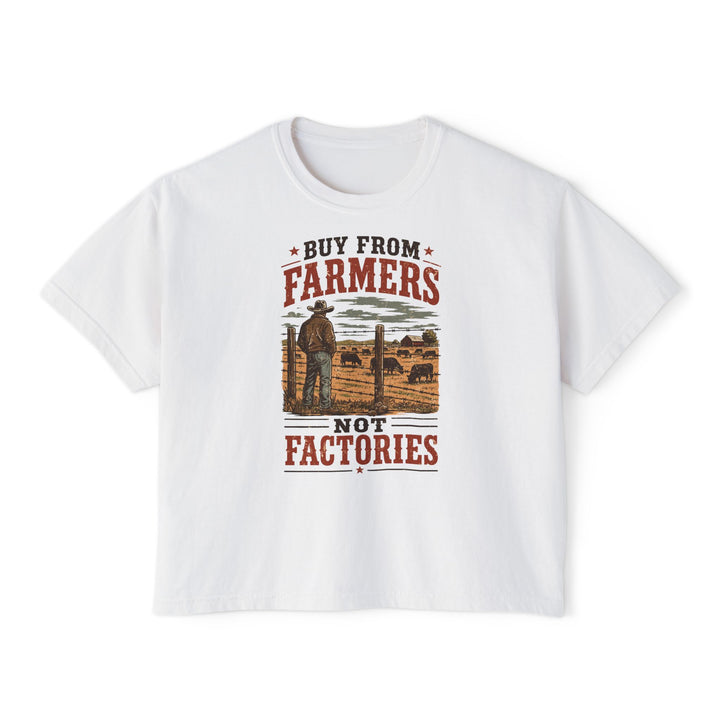 Buy From Farmers, Not Factories | Women’s Boxy Farm T-Shirt