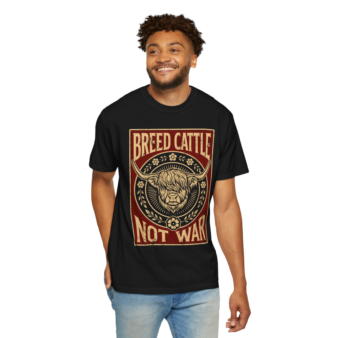 Breed Cattle, Not War | Highland Cow Comfort Colors T-Shirt