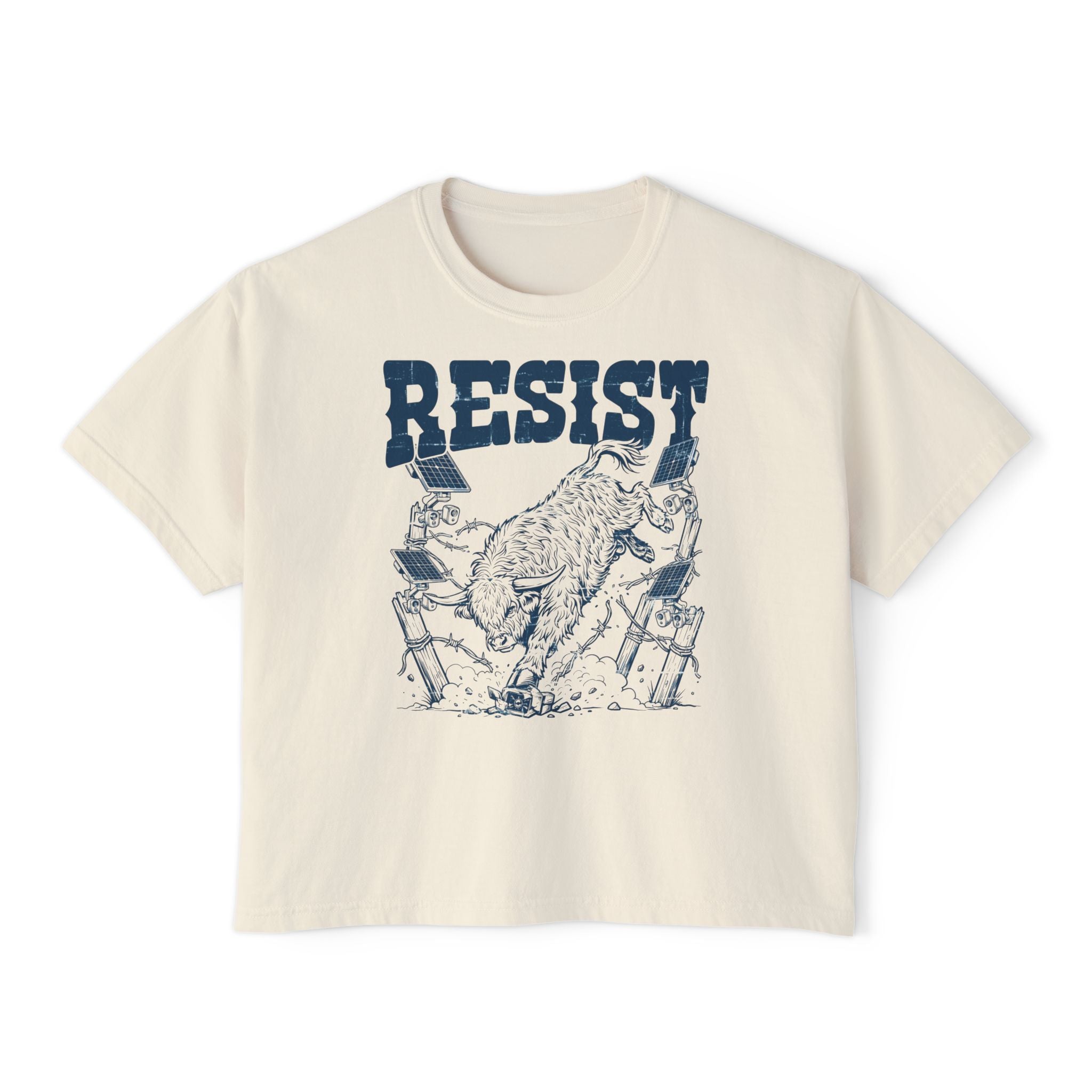 Resist bucking Highland cow women's boxy T-shirt