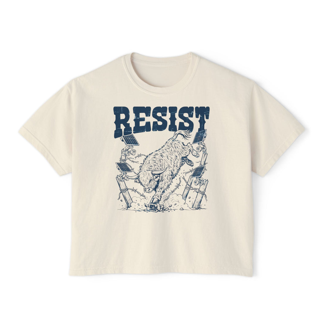 Resist bucking Highland cow women's boxy T-shirt