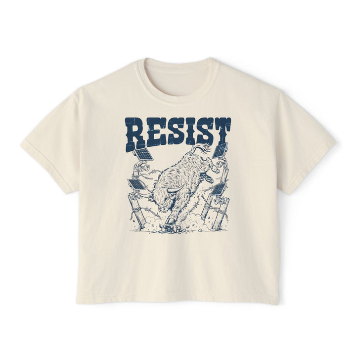 Resist bucking Highland cow women's boxy T-shirt