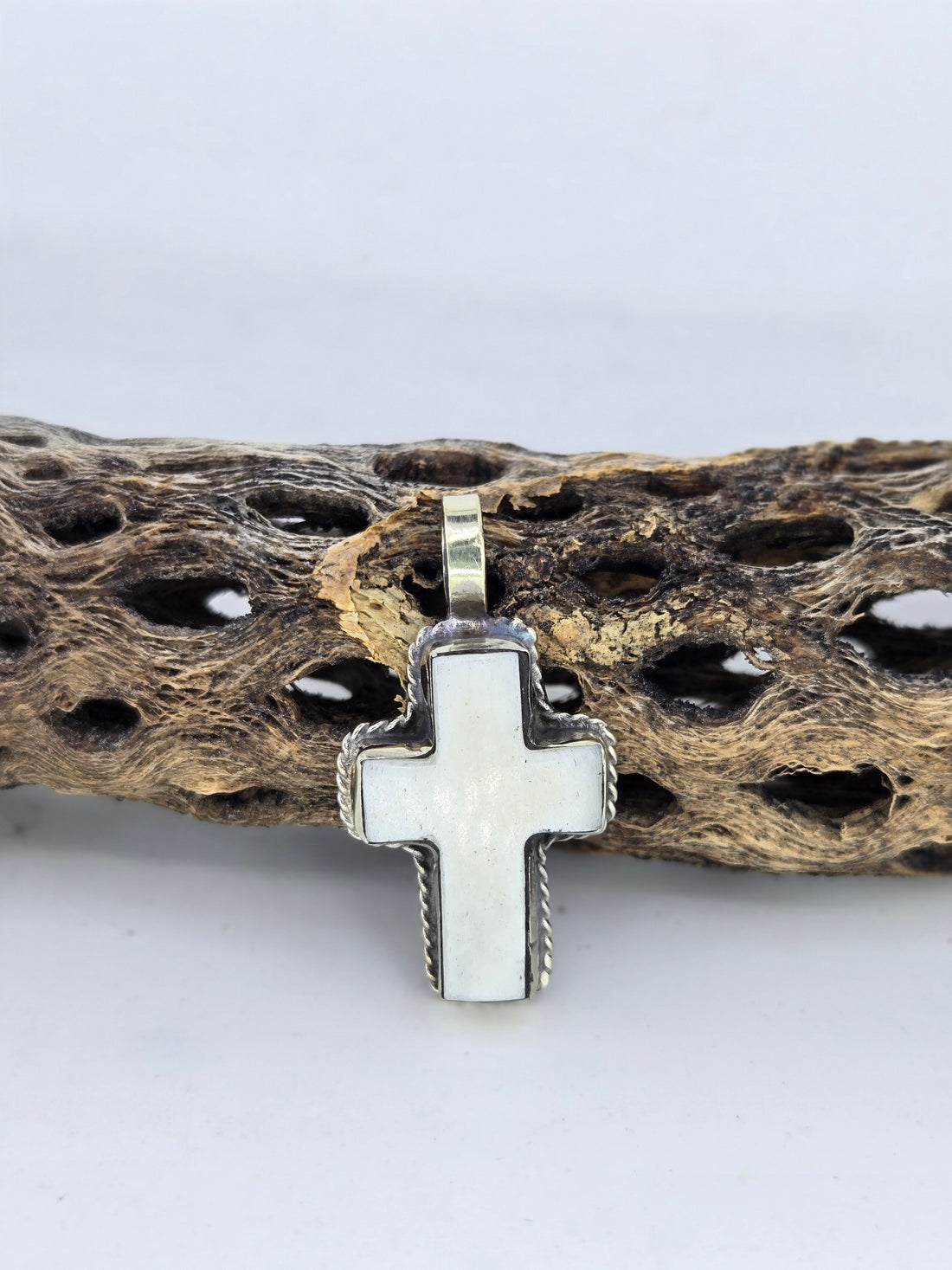 Buffalo Bone Cross Pendant, Western turquoise jewelry